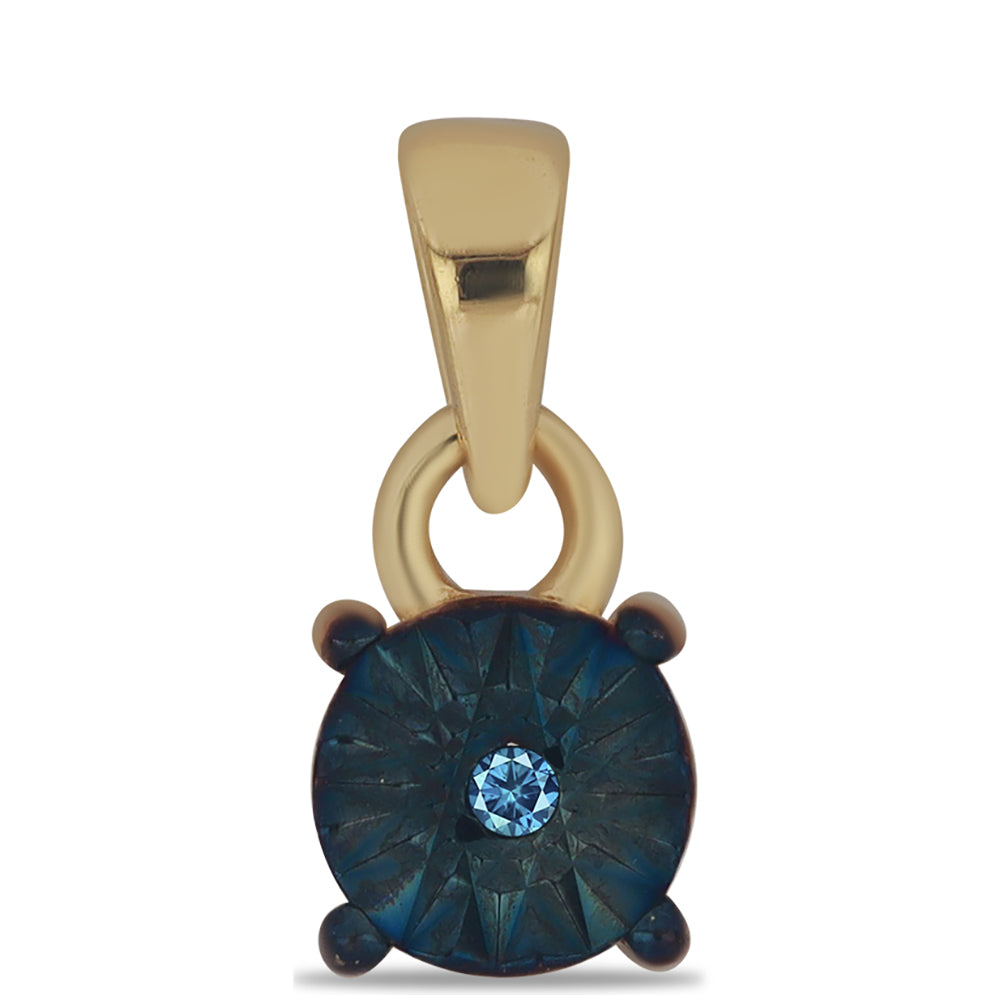 Colgante de Plata Bañada en Oro con Diamante Azul