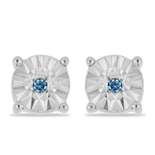 Pendientes de Plata con Diamante Azul