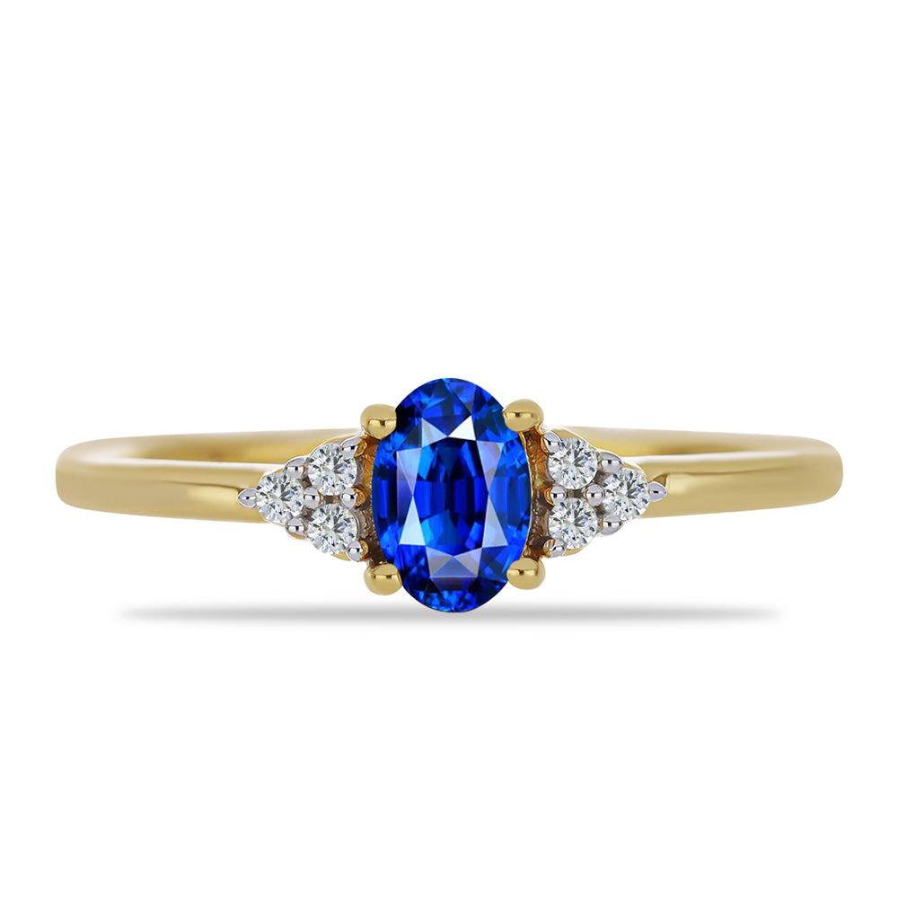 Anillo de Plata Bañada en Oro con Zafiro Azul Australiano y Topacio Blanco 1 