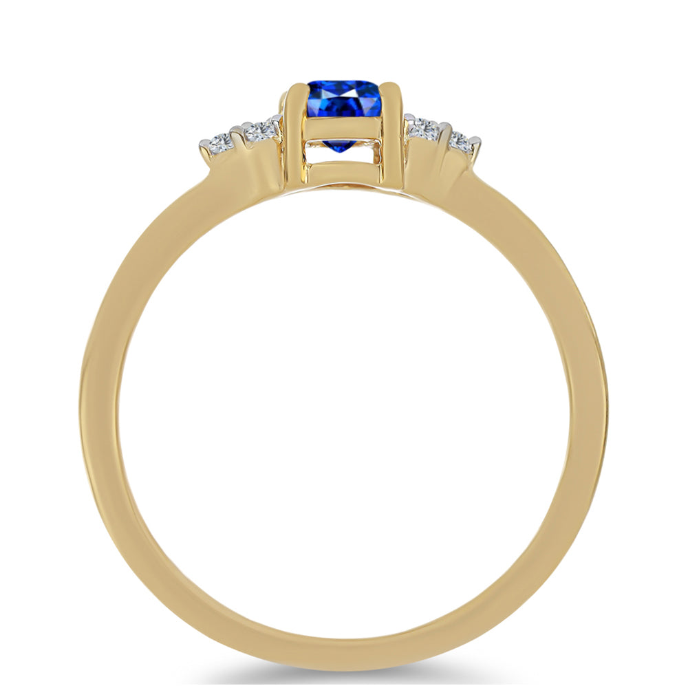 Anillo de Plata Bañada en Oro con Zafiro Azul Australiano y Topacio Blanco 2 