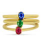 Conjunto de Plata Bañada en Oro con Rubí artificial y Esmeralda artificial ( Anillo )