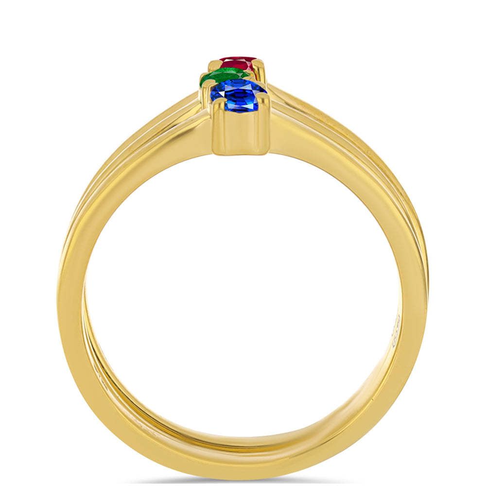 Conjunto de Plata Bañada en Oro con Rubí artificial y Esmeralda artificial ( Anillo ) 2 