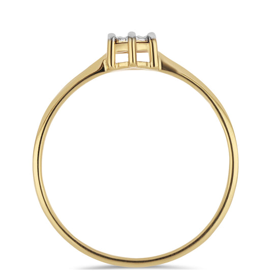 Anillo de Plata Bañada en Oro con Diamante blanco