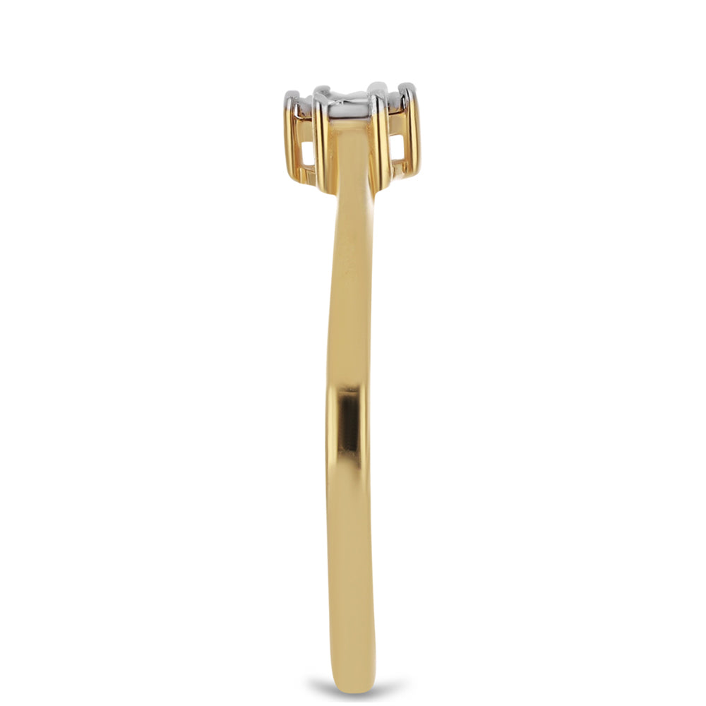 Anillo de Plata Bañada en Oro con Diamante blanco
