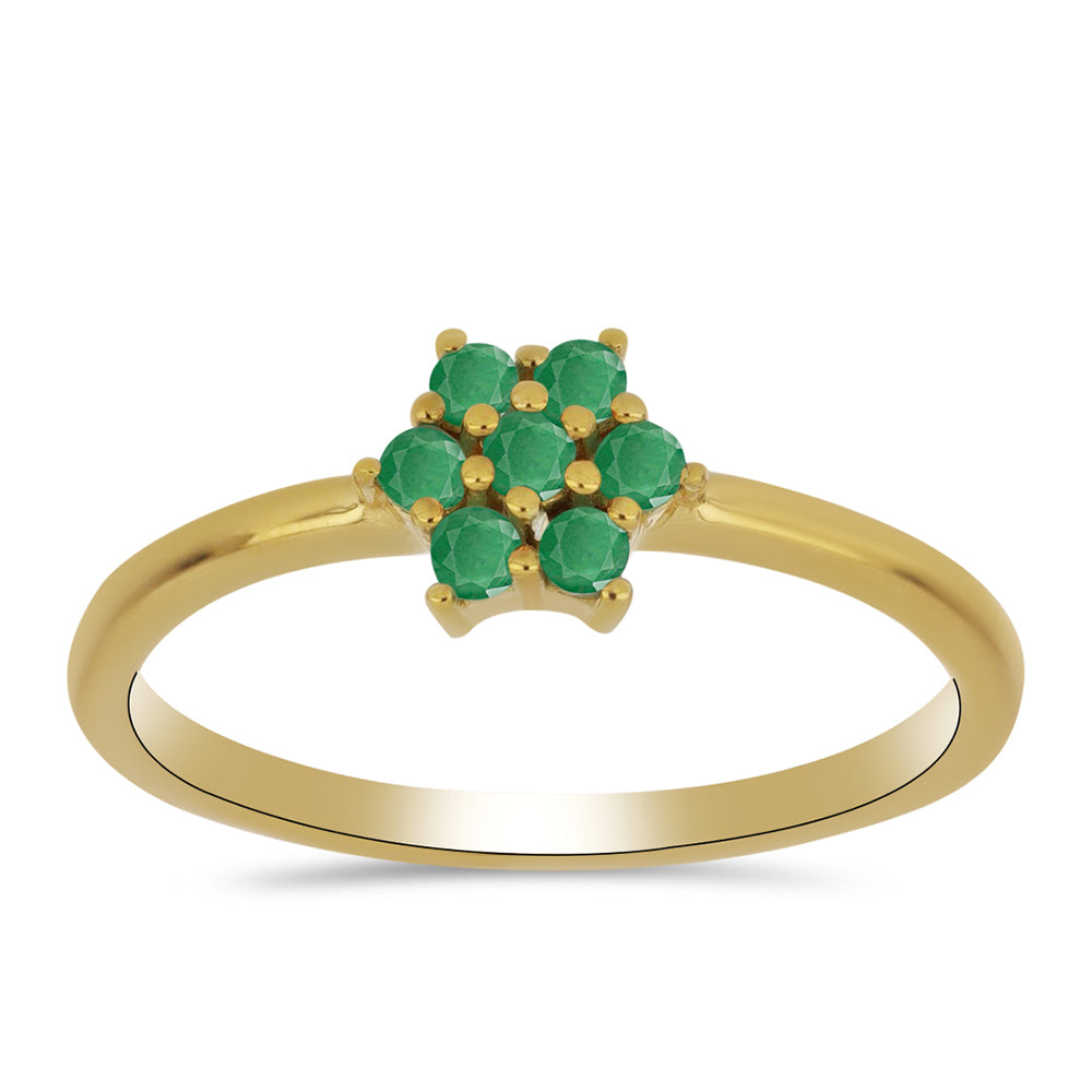 Anillo de Plata Bañada en Oro con Esmeralda de Brasil 3 