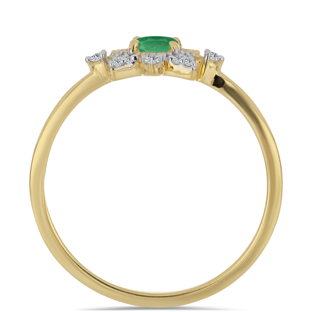 Anillo de Plata Bañada en Oro con Esmeralda de Brasil y Zircón Blanco 2 