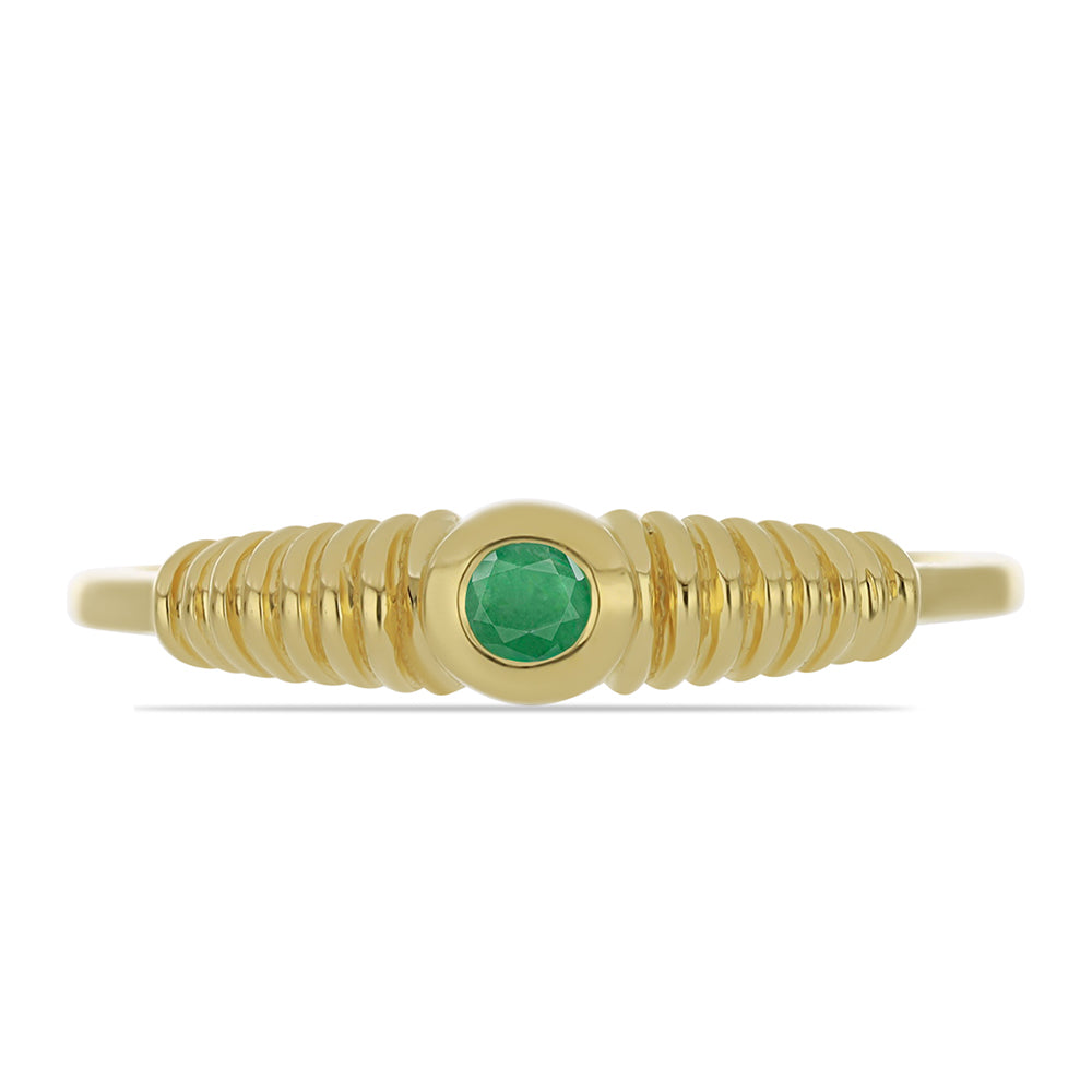 Anillo de Plata Bañada en Oro con Esmeralda de Brasil 2 