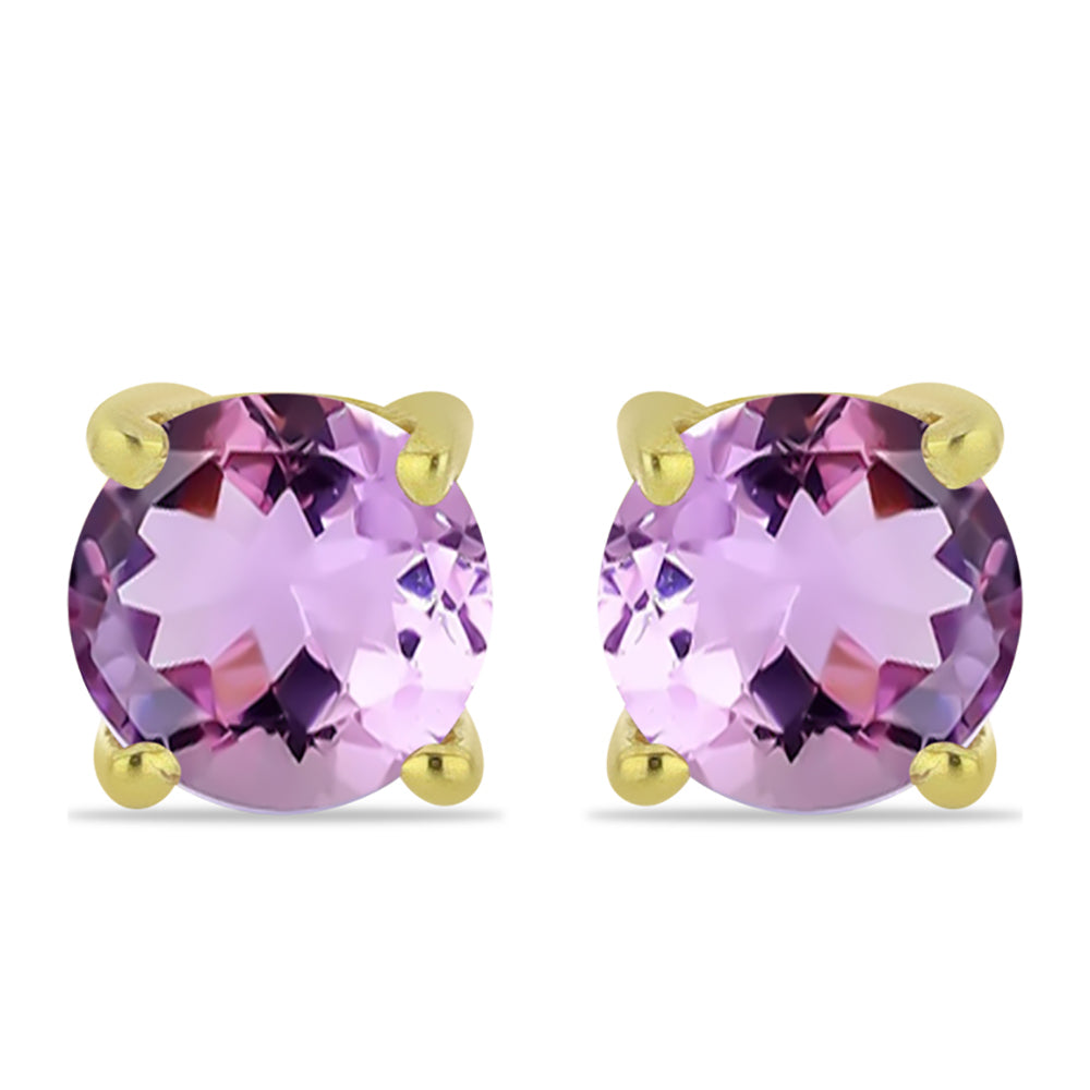 Pendientes de Plata Bañada en Oro con Amatista Rosa de Francia