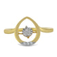 Anillo de Plata Bañada en Oro con Diamante blanco y Zircón Blanco
