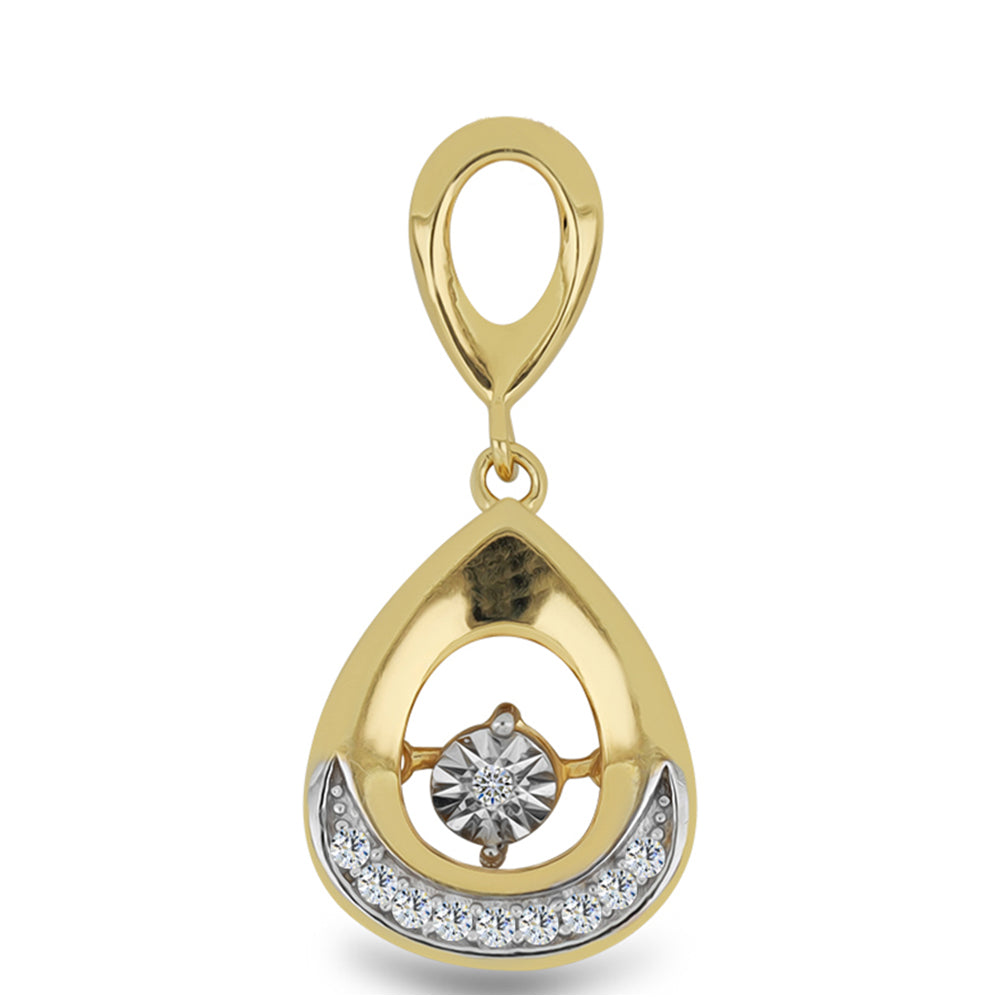 Colgante de Plata Bañada en Oro con Diamante blanco y Zircón Blanco 1 