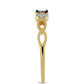 Anillo de Plata Bañada en Oro con Diamante Azul y Zircón Blanco