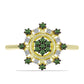 Anillo de Plata Bañada en Oro con Diamante Verde y Diamante blanco