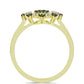 Anillo de Plata Bañada en Oro con Diamante Verde y Diamante blanco