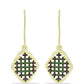 Pendientes de Plata Bañada en Oro con Diamante Verde