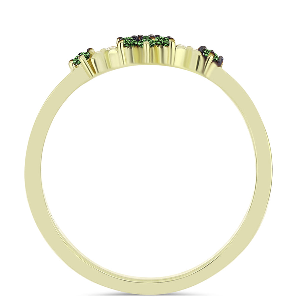 Anillo de Plata Bañada en Oro con Diamante Verde 2 