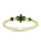 Anillo de Plata Bañada en Oro con Diamante Verde