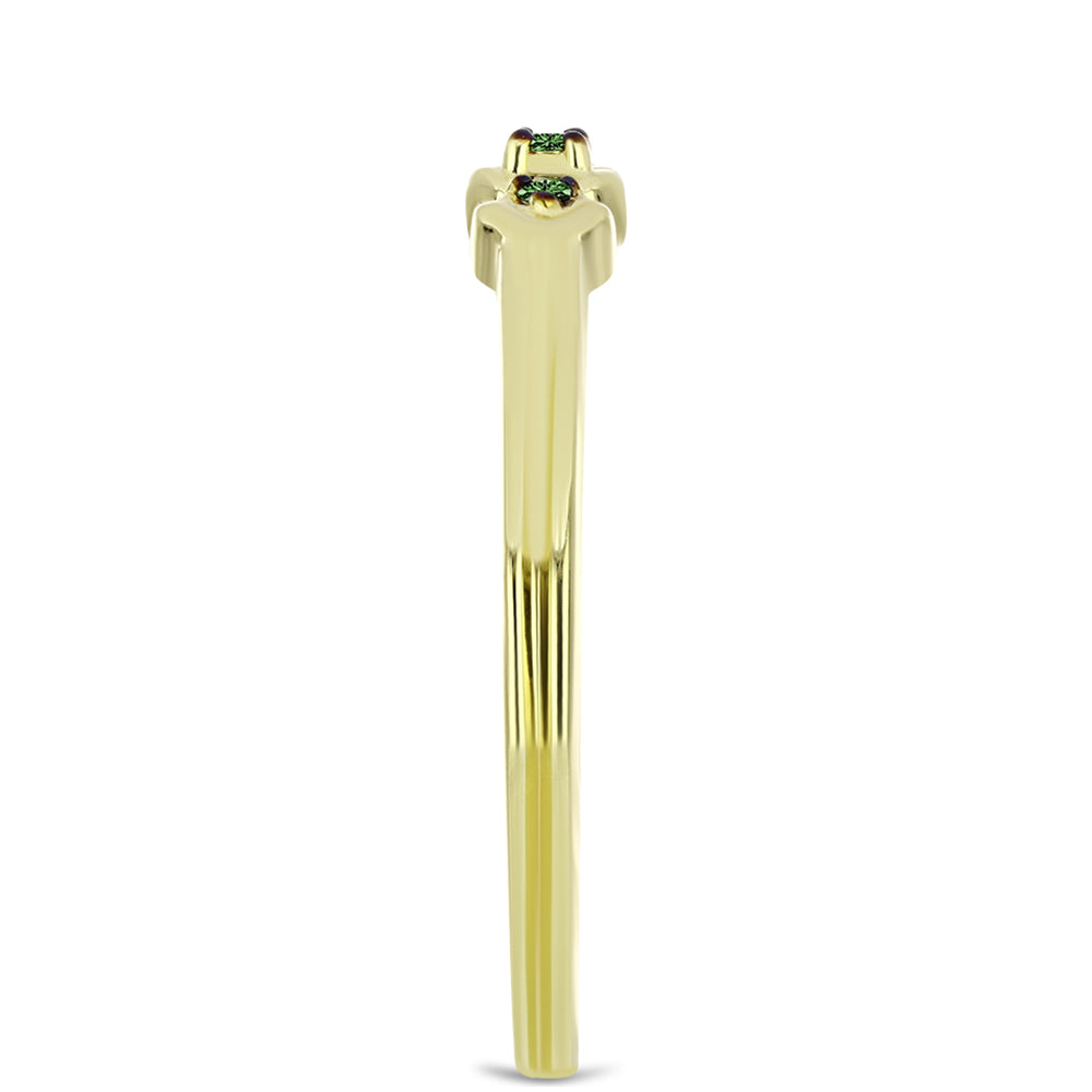 Anillo de Plata Bañada en Oro con Diamante Verde