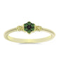Anillo de Plata Bañada en Oro con Diamante Verde