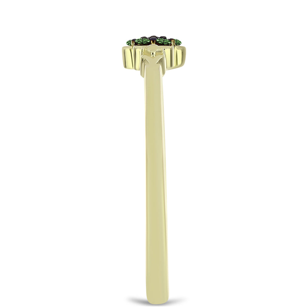 Anillo de Plata Bañada en Oro con Diamante Verde 4 