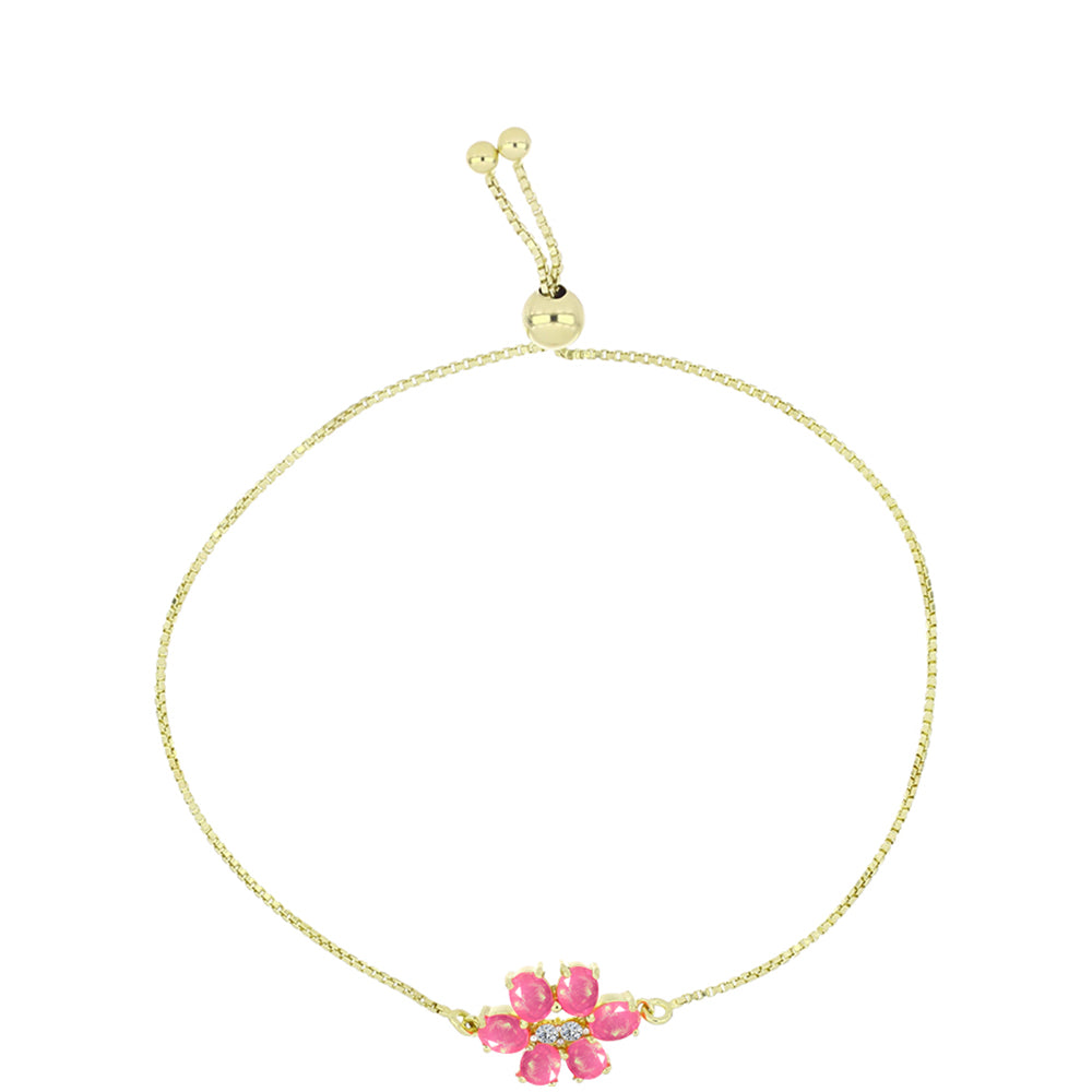 Pulsera de Plata Bañada en Oro con Ópalo Rosa Etíope de Lega Dembi y Topacio Blanco