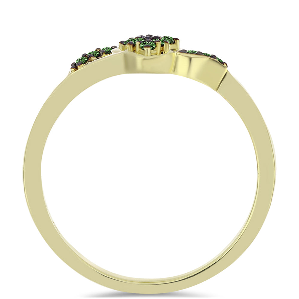 Anillo de Plata Bañada en Oro con Diamante Verde 2 