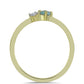 Anillo de Plata Bañada en Oro con Labradorita y Topacio Blanco