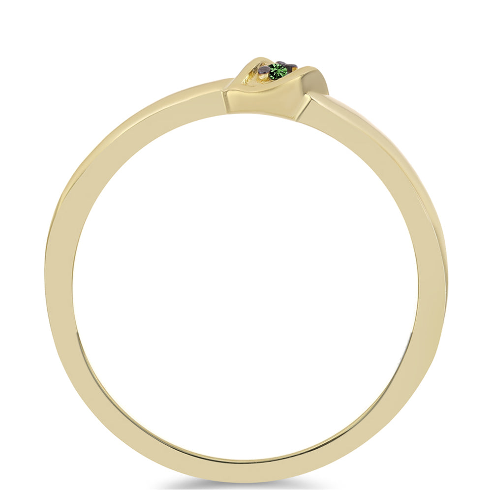 Anillo de Plata Bañada en Oro con Diamante Verde