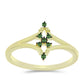Anillo de Plata Bañada en Oro con Diamante Verde