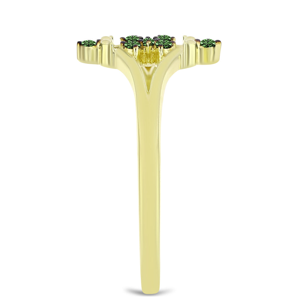 Anillo de Plata Bañada en Oro con Diamante Verde 4 