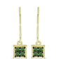 Pendientes de Plata Bañada en Oro con Diamante Verde