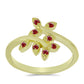 Anillo de Plata Bañada en Oro con Majestuosa moisanita roja