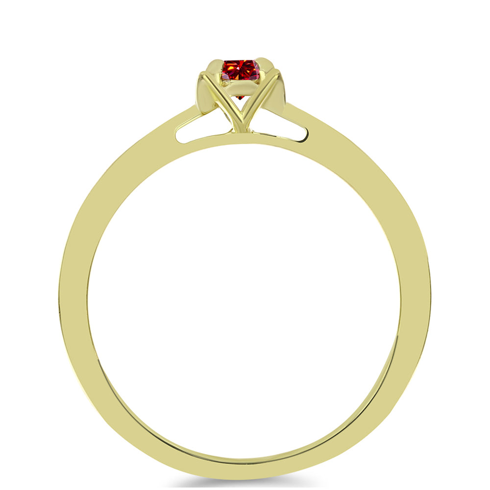 Anillo de Plata Bañada en Oro con Majestuosa moisanita roja