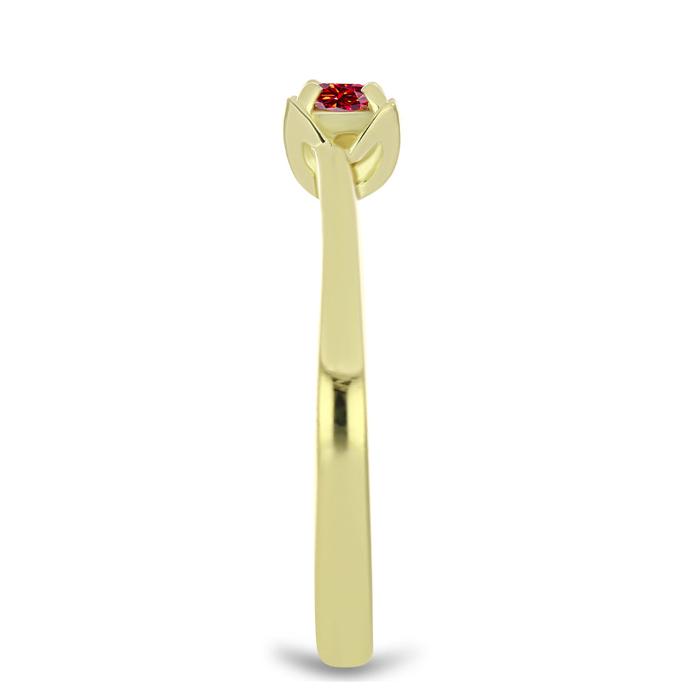 Anillo de Plata Bañada en Oro con Majestuosa moisanita roja