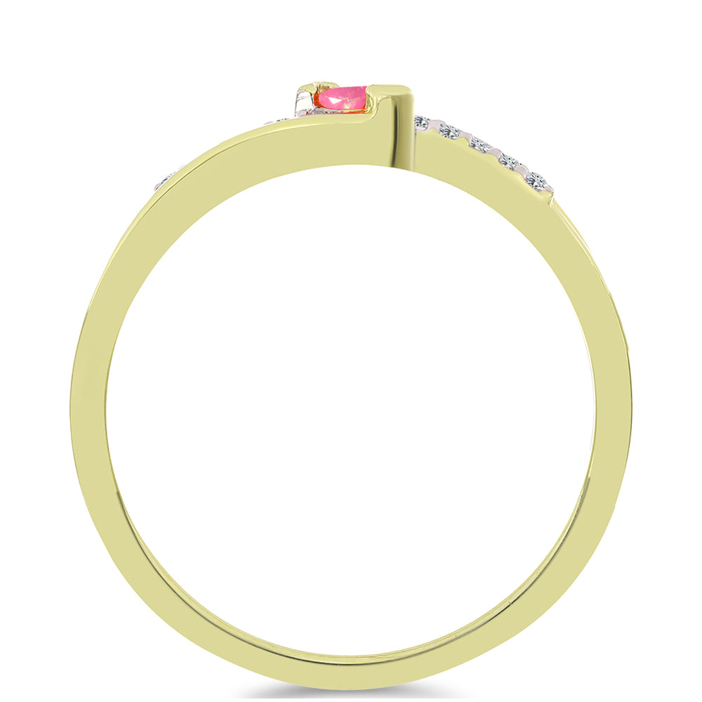 Anillo de Plata Bañada en Oro con Ópalo Rosa Etíope de Lega Dembi y Topacio Blanco 2 