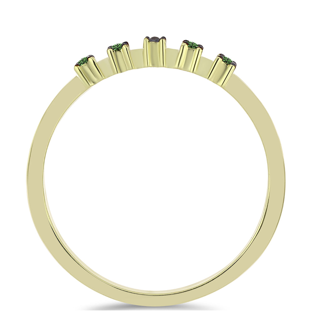 Anillo de Plata Bañada en Oro con Diamante Verde 2 