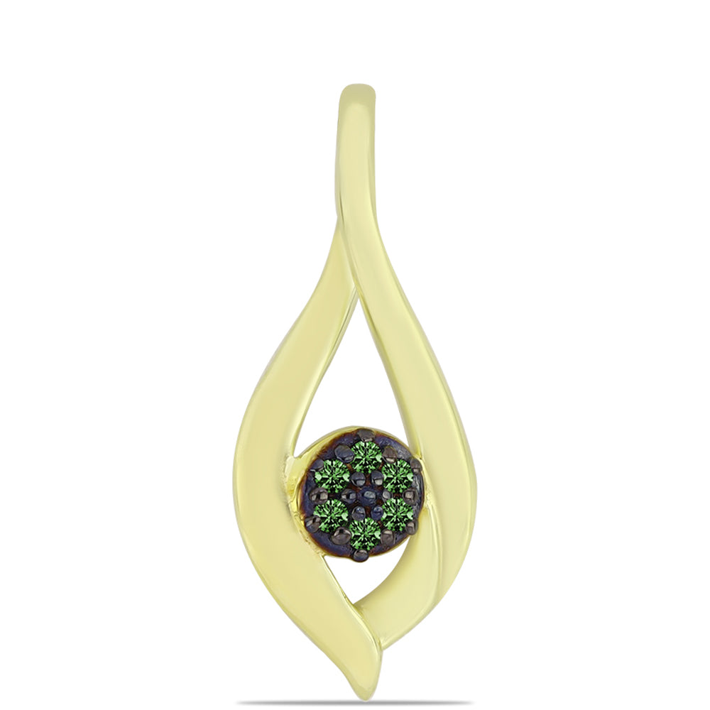 Colgante de Plata Bañada en Oro con Diamante Verde 1 