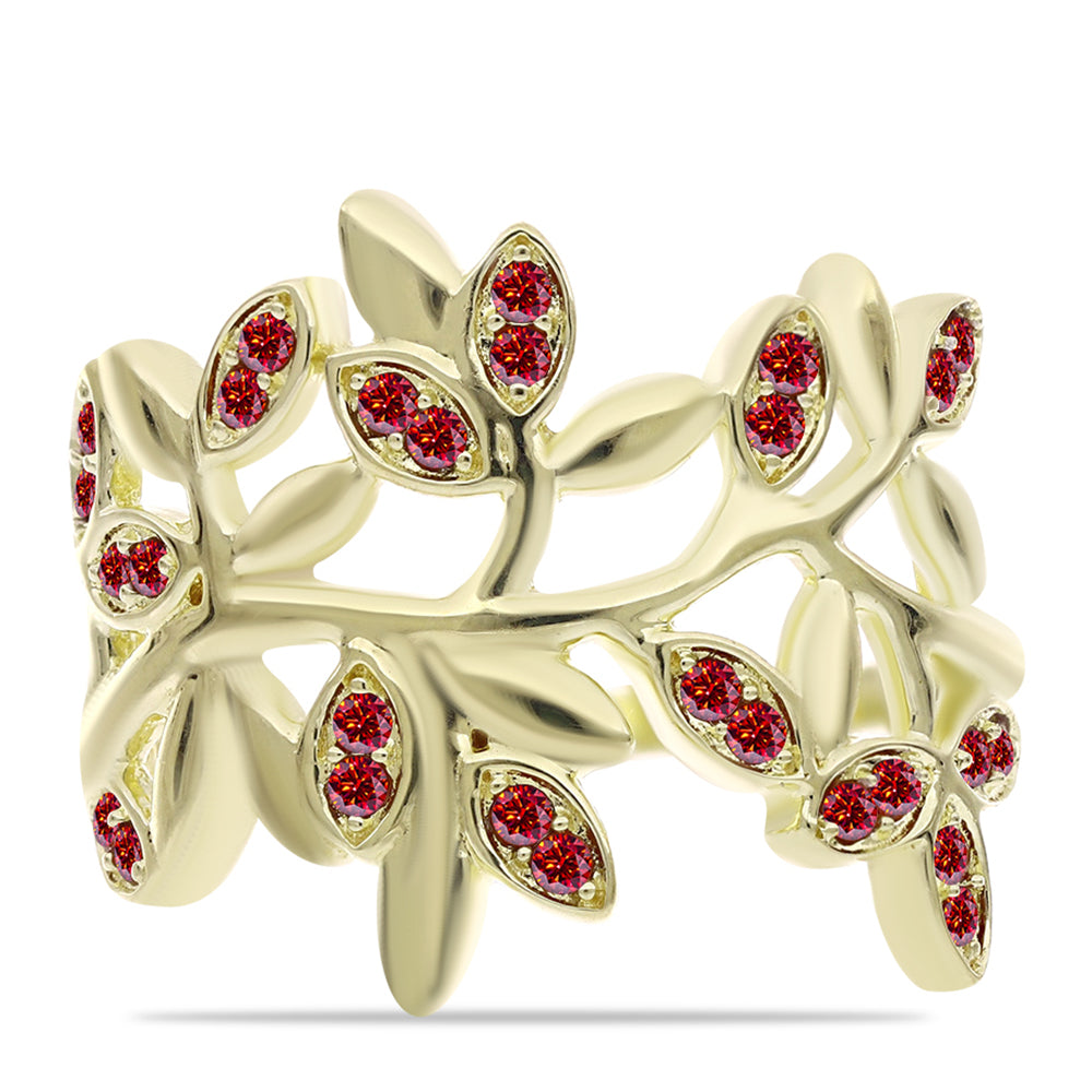 Anillo de Plata Bañada en Oro con Majestuosa moisanita roja 2 