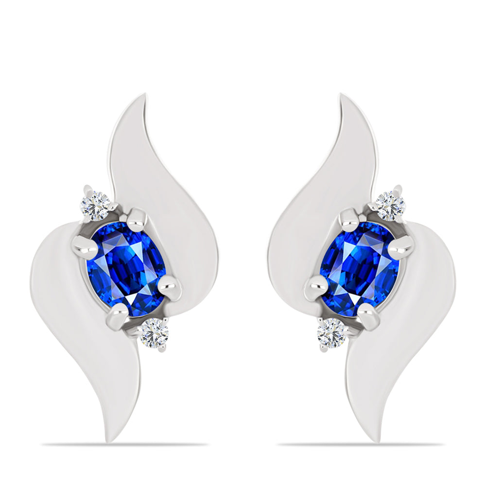 Pendientes de Plata con Zafiro Azul Australiano y Topacio Blanco 1 