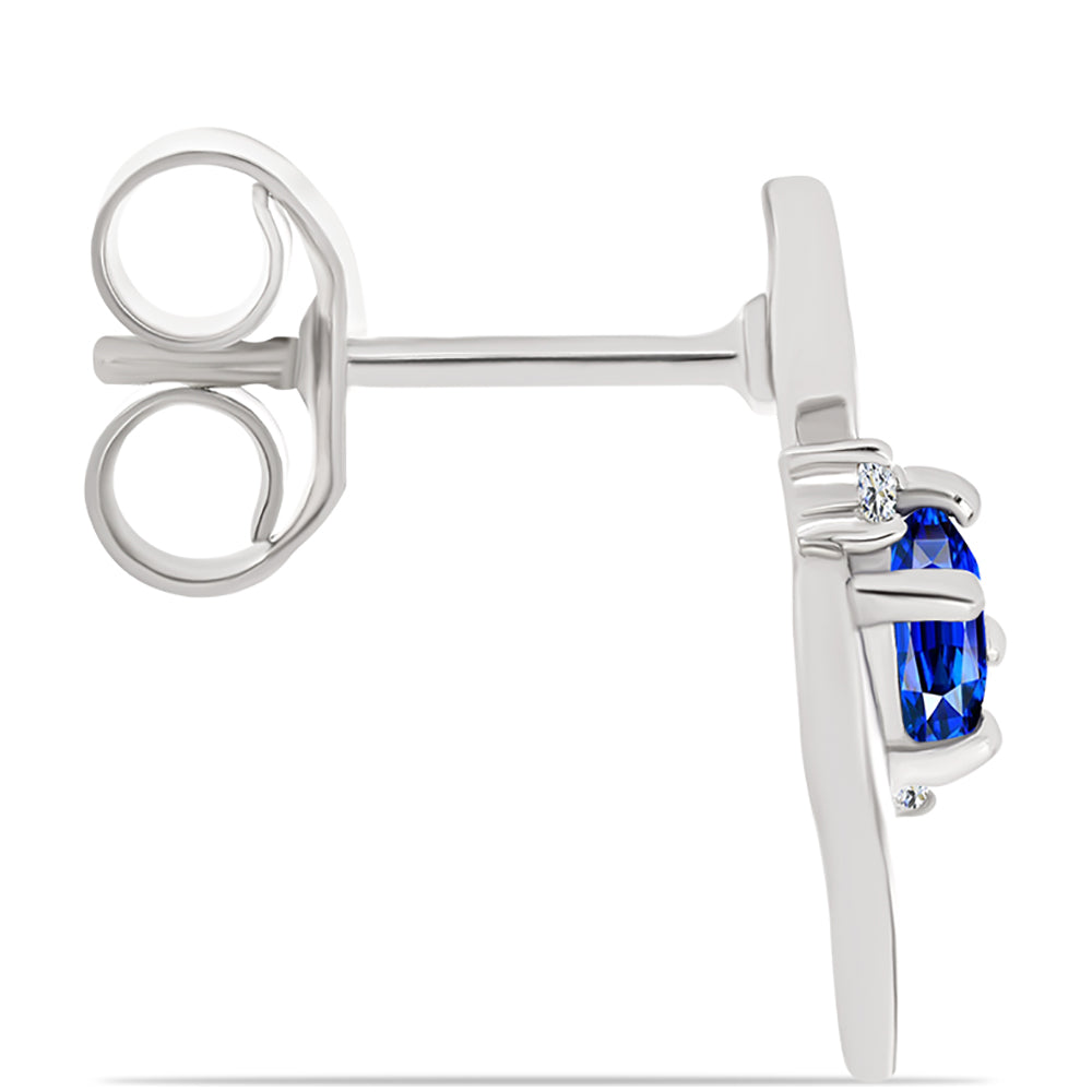 Pendientes de Plata con Zafiro Azul Australiano y Topacio Blanco 2 