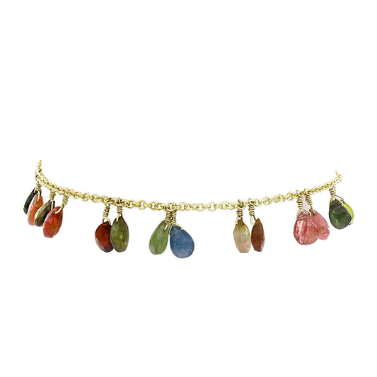 Pulsera de Plata Bañada en Oro con Chakra Turmalina