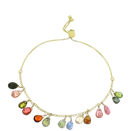 Pulsera de Plata Bañada en Oro con Chakra Turmalina