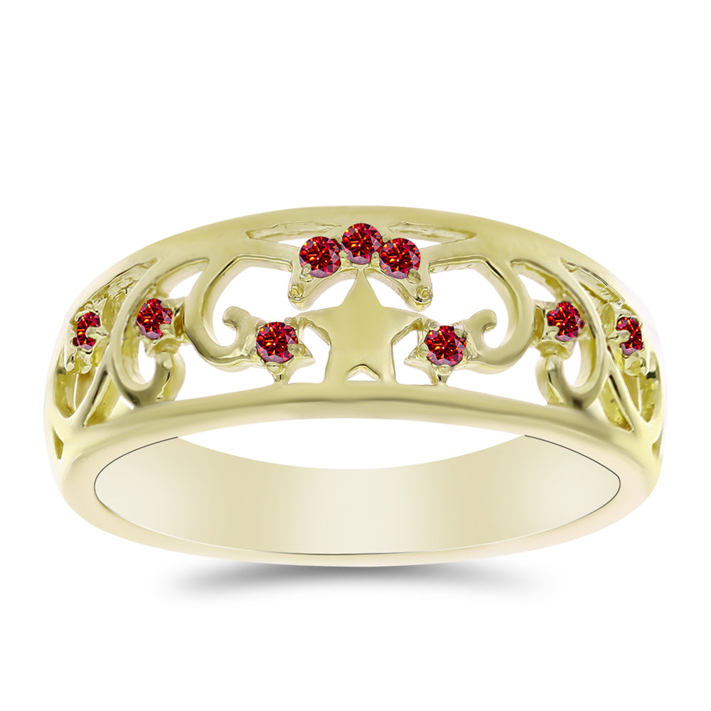 Anillo de Plata Bañada en Oro con Majestuosa moisanita roja 3 