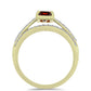 Conjunto de Plata Bañada en Oro con Majestuosa moisanita roja y Topacio Blanco ( Anillo )