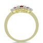 Anillo de Plata Bañada en Oro con Majestuosa moisanita roja y Topacio Blanco