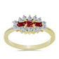 Anillo de Plata Bañada en Oro con Majestuosa moisanita roja y Topacio Blanco