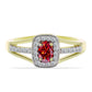Anillo de Plata Bañada en Oro con Majestuosa moisanita roja y Topacio Blanco