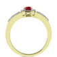 Anillo de Plata Bañada en Oro con Majestuosa moisanita roja y Topacio Blanco