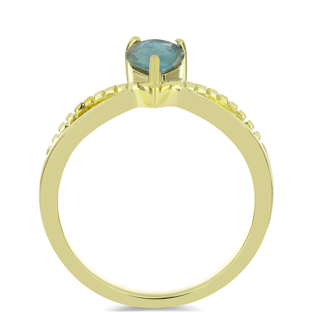 Anillo de Plata Bañada en Oro con Labradorita