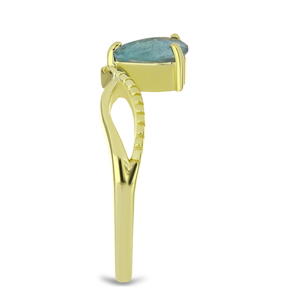 Anillo de Plata Bañada en Oro con Labradorita