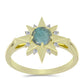Anillo de Plata Bañada en Oro con Labradorita y Topacio Blanco